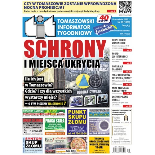 TIT - Tomaszowski Informator Tygodniowy nr 38 (1833) z 26 września 2025r.
