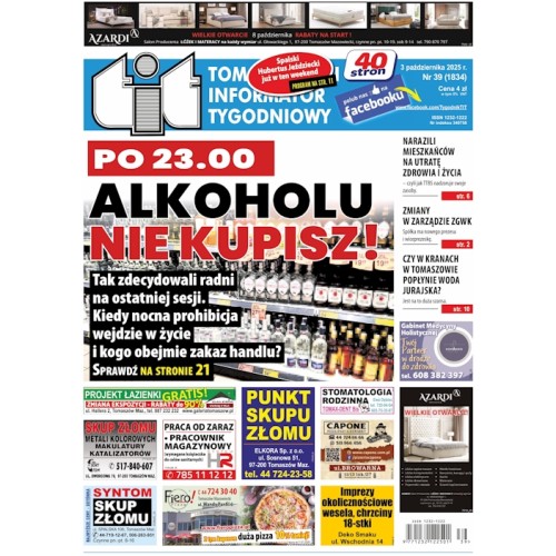 TIT - Tomaszowski Informator Tygodniowy nr 39 (1834) z 3 października 2025r.
