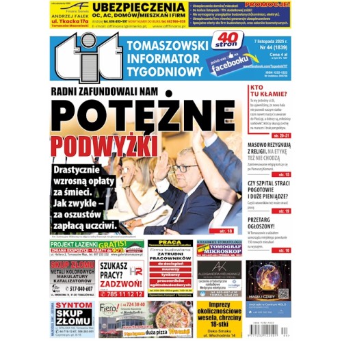 TIT - Tomaszowski Informator Tygodniowy nr 44 (1839) z 7 listopada 2025r.