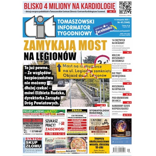 TIT - Tomaszowski Informator Tygodniowy nr 45 (1840) z 14 listopada 2025r.