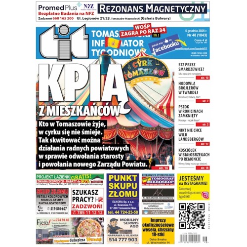 TIT - Tomaszowski Informator Tygodniowy nr 48 (1843) z 5 grudnia 2025r.