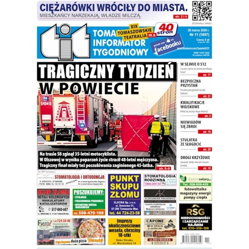 TIT - Tomaszowski Informator Tygodniowy nr 11 (1857) z 20 marca 2026r.