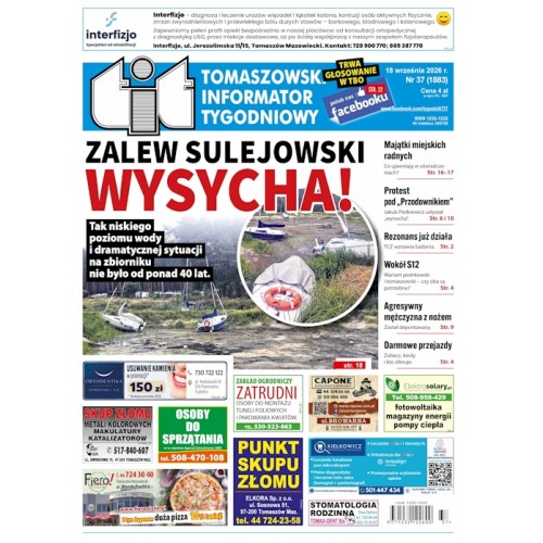 TIT - Tomaszowski Informator Tygodniowy nr 37 (1883) z 18 września 2026r.
