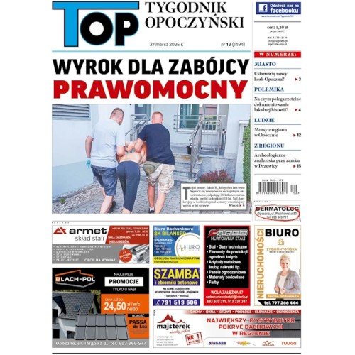 TOP - Tygodnik Opoczyński nr 12 (1494) z 27 marca 2026 r.